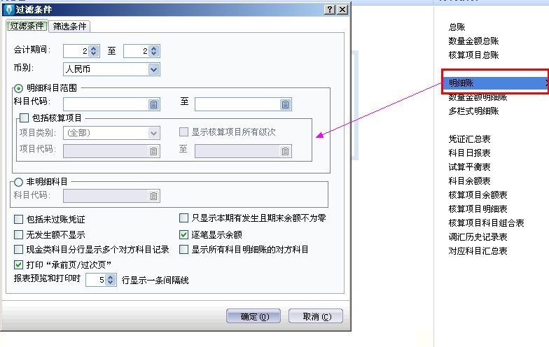 金蝶kis标准版明细账查询图